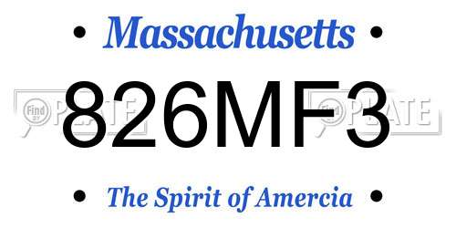 826MF3 Massachusetts License Plate