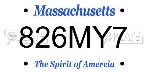 826MY7 Massachusetts License Plate