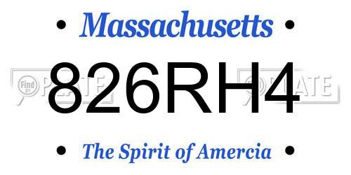 826RH4 Massachusetts License Plate