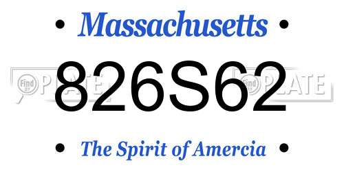 826S62 Massachusetts License Plate
