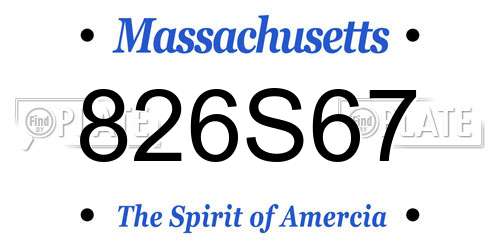 826S67 Massachusetts License Plate