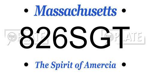 826SGT Massachusetts License Plate