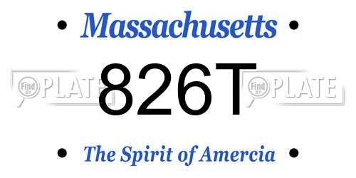 826T Massachusetts License Plate