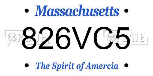 826VC5 Massachusetts License Plate