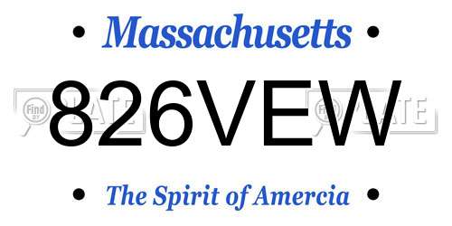 826VEW Massachusetts License Plate