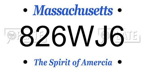826WJ6 Massachusetts License Plate