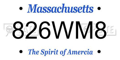 826WM8 Massachusetts License Plate