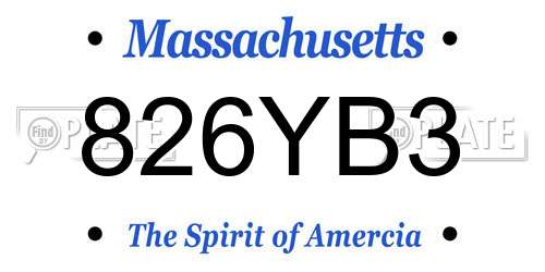 826YB3 Massachusetts License Plate