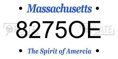 8275OE Massachusetts License Plate