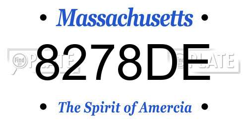 8278DE Massachusetts License Plate