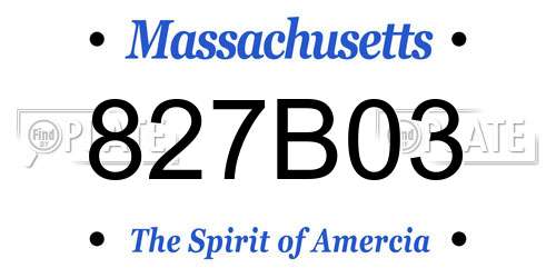 827B03 Massachusetts License Plate