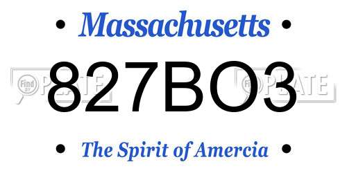 827BO3 Massachusetts License Plate