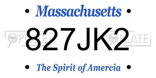 827JK2 Massachusetts License Plate
