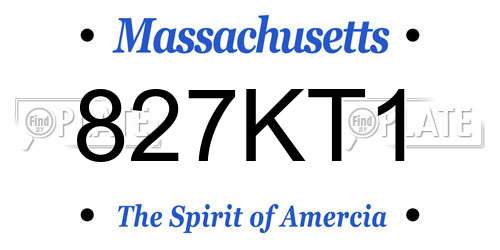 827KT1 Massachusetts License Plate