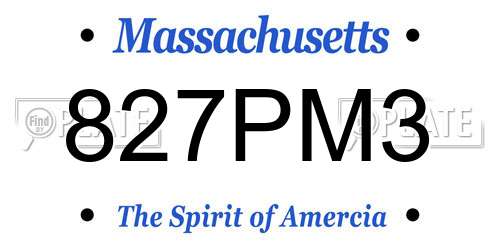 827PM3 Massachusetts License Plate