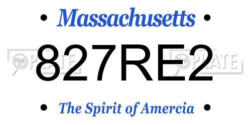 827RE2 Massachusetts License Plate