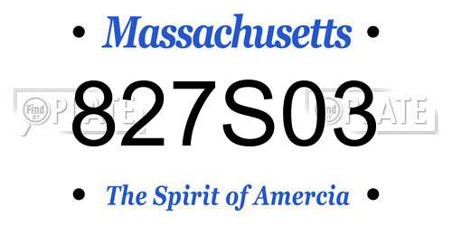 827S03 Massachusetts License Plate