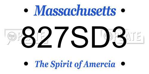 827SD3 Massachusetts License Plate