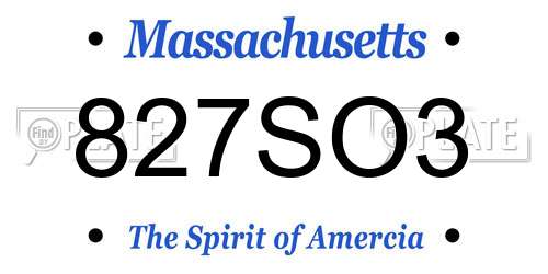 827SO3 Massachusetts License Plate