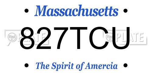 827TCU Massachusetts License Plate