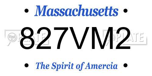 827VM2 Massachusetts License Plate