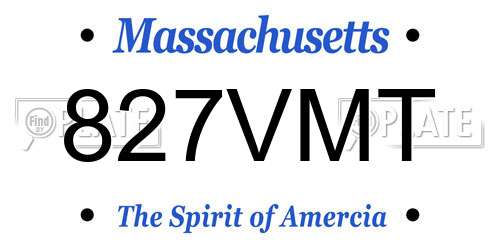 827VMT Massachusetts License Plate
