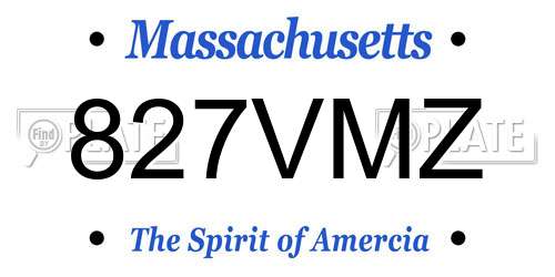 827VMZ Massachusetts License Plate
