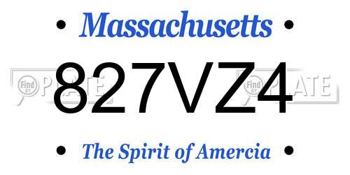 827VZ4 Massachusetts License Plate