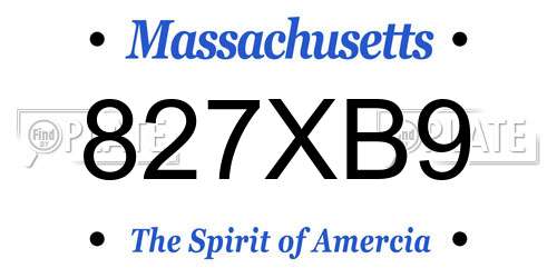 827XB9 Massachusetts License Plate