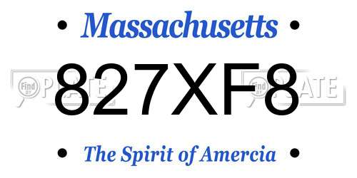 827XF8 Massachusetts License Plate