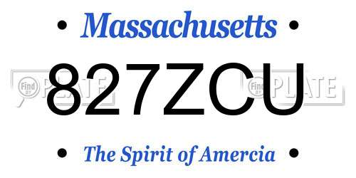 827ZCU Massachusetts License Plate