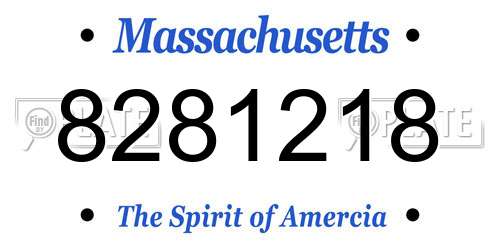 8281218 Massachusetts License Plate