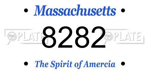 8282 Massachusetts License Plate
