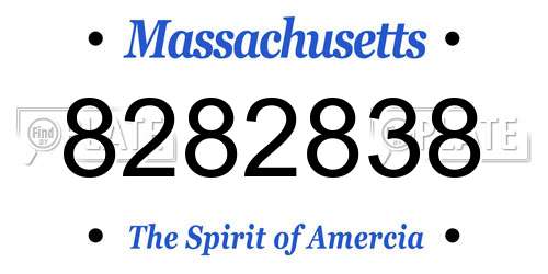 8282838 Massachusetts License Plate
