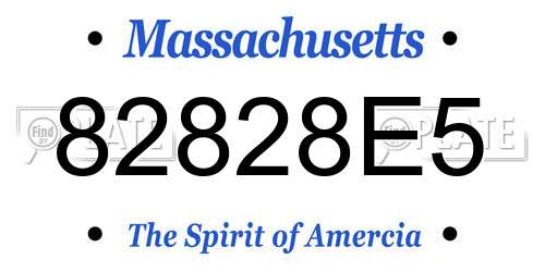 82828E5 Massachusetts License Plate