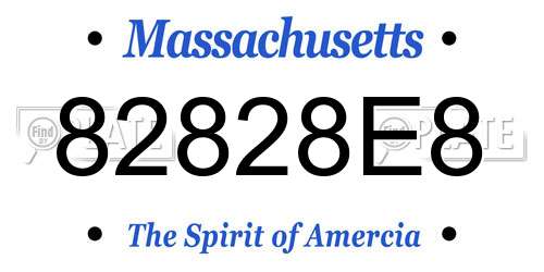 82828E8 Massachusetts License Plate