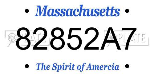 82852A7 Massachusetts License Plate