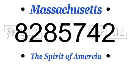 8285742 Massachusetts License Plate