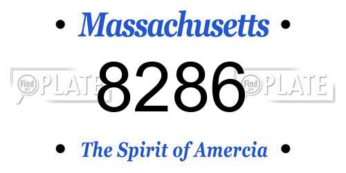 8286 Massachusetts License Plate