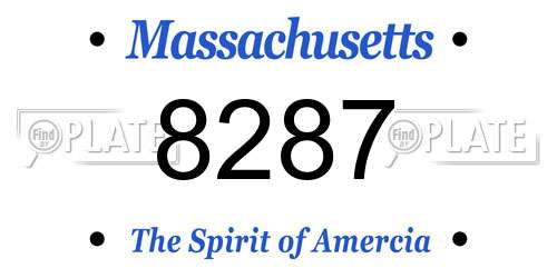 8287 Massachusetts License Plate