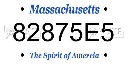82875E5 Massachusetts License Plate