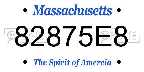 82875E8 Massachusetts License Plate