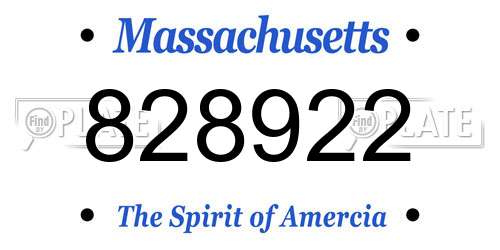828922 Massachusetts License Plate