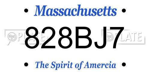 828BJ7 Massachusetts License Plate