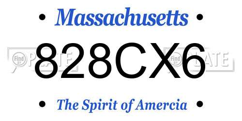 828CX6 Massachusetts License Plate