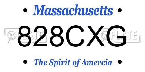 828CXG Massachusetts License Plate