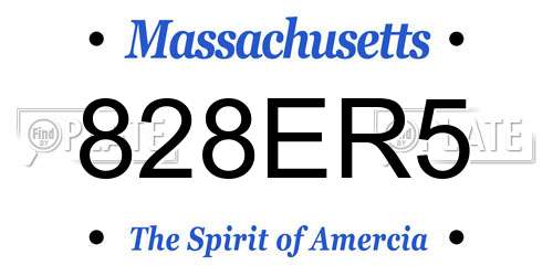 828ER5 Massachusetts License Plate