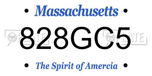 828GC5 Massachusetts License Plate