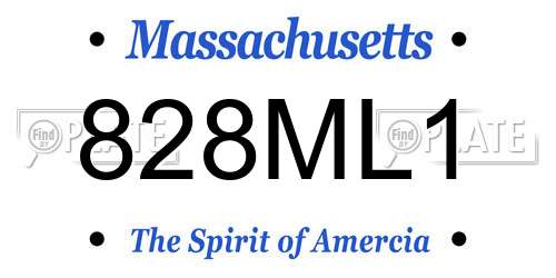 828ML1 Massachusetts License Plate