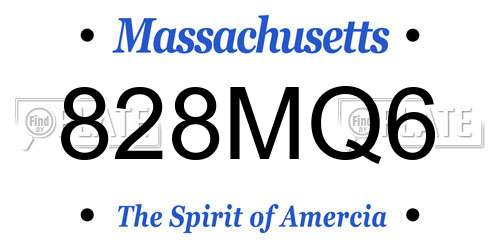 828MQ6 Massachusetts License Plate